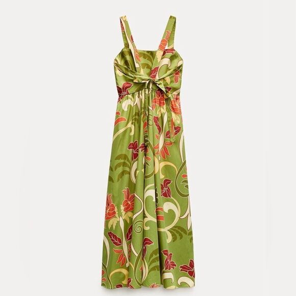 Zara Cotton Printed Midi Dress New - Picture 11 of 16